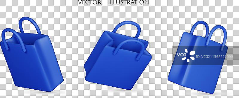 时尚的购物袋真实3D设计套装图片素材