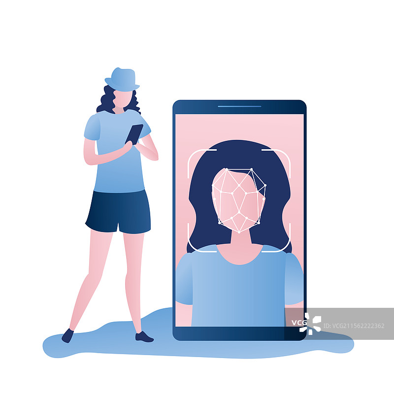 美丽女孩与手机，女性面部特写图片素材