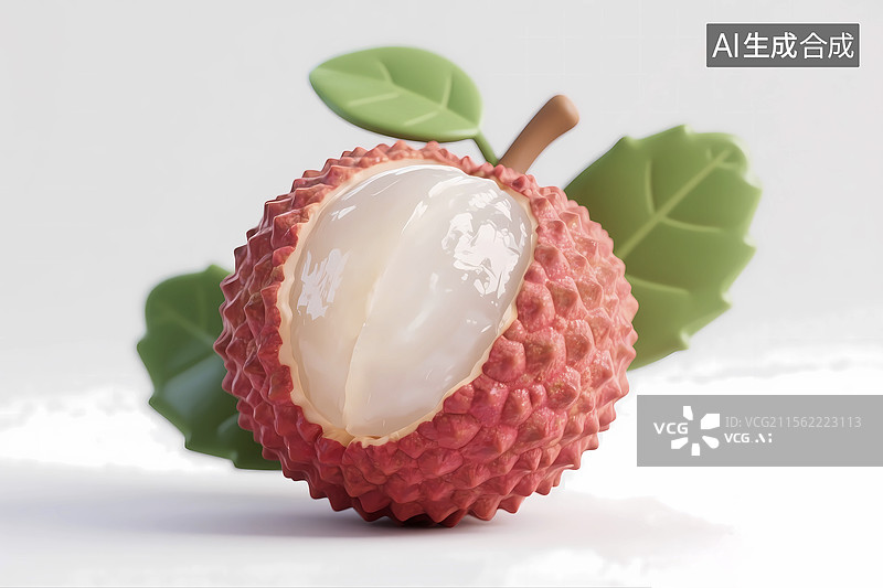 【AI数字艺术】剥皮的荔枝特写清新夏天水果图片素材