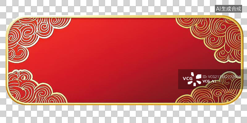 【AI数字艺术】3D渲染免扣图元素卡通中国风红色喜庆边框标题空白框留言板牌匾图片素材