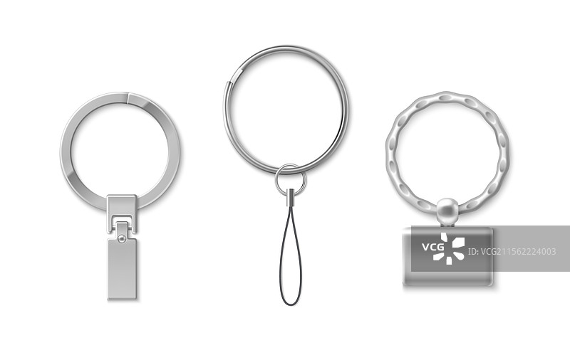 白色背景上孤立的钥匙链环套装图片素材