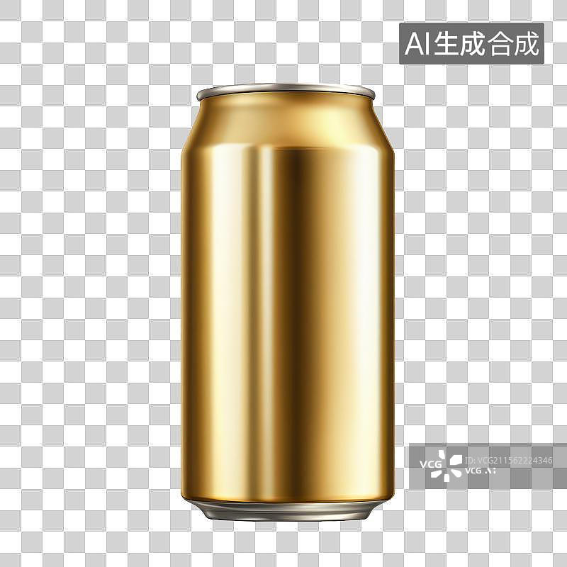 【AI数字艺术】3D渲染免扣图元素金色易拉罐汽水罐图片素材