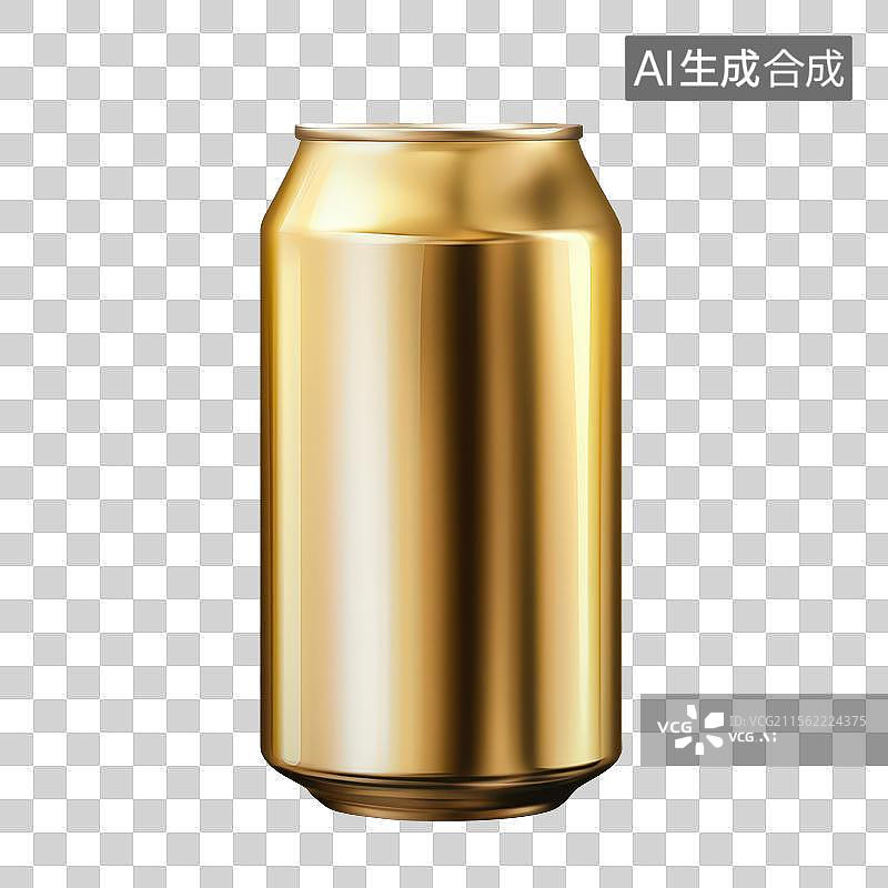 【AI数字艺术】3D渲染免扣图元素金色易拉罐汽水罐图片素材