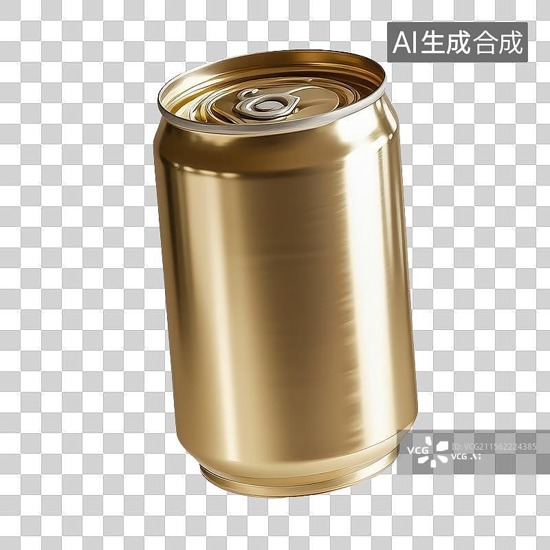 【AI数字艺术】3D渲染免扣图元素金色易拉罐汽水罐图片素材