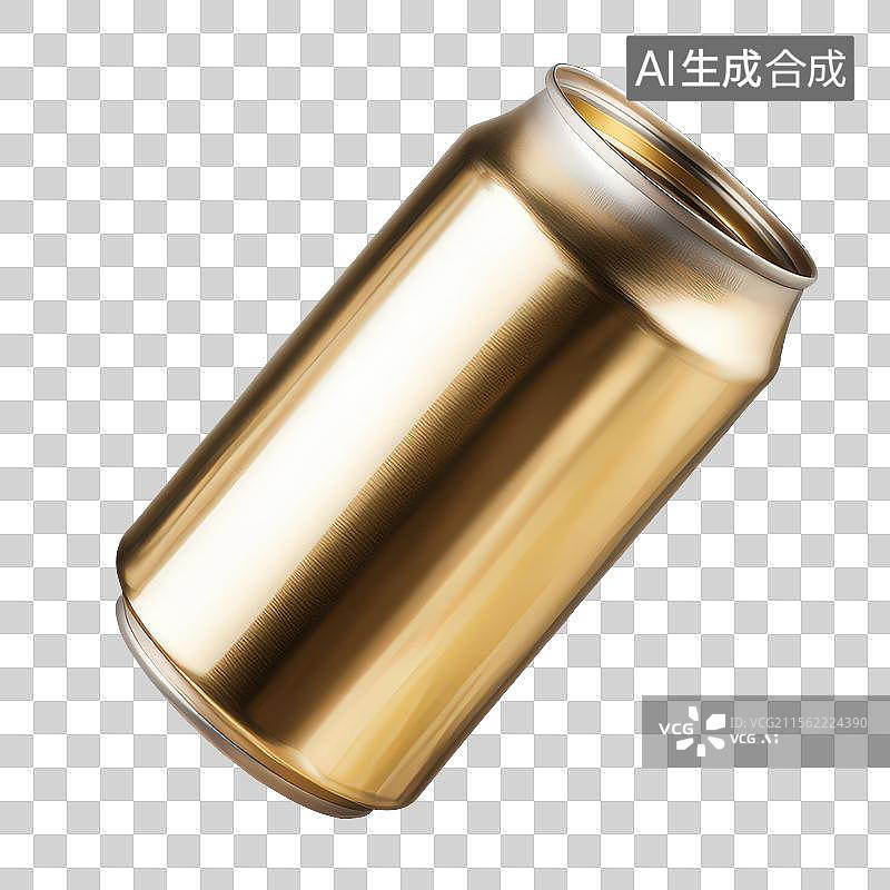 【AI数字艺术】3D渲染免扣图元素金色易拉罐汽水罐图片素材