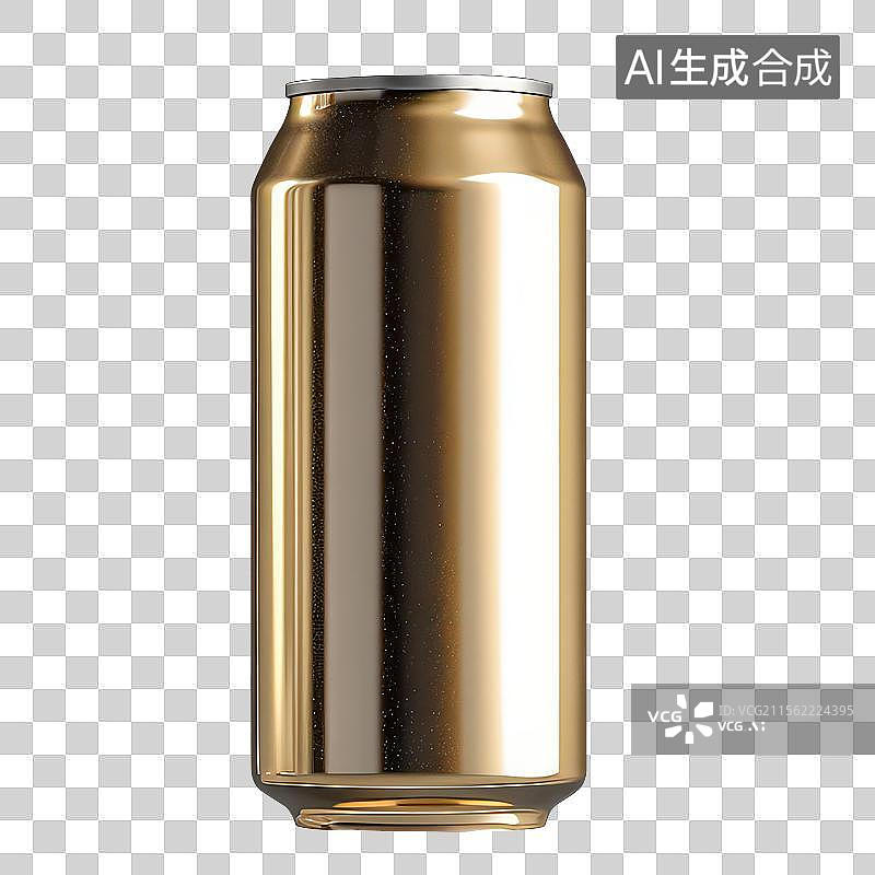 【AI数字艺术】3D渲染免扣图元素金色易拉罐汽水罐图片素材