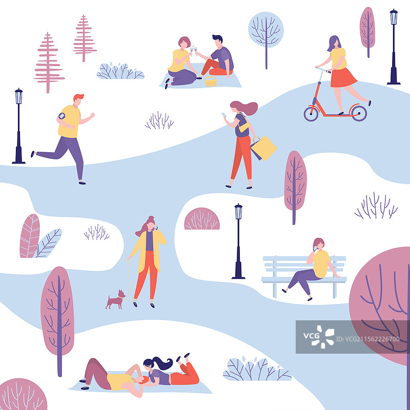 公园里不同的人物角色图片素材