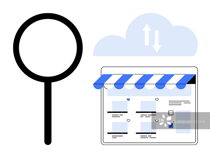 放大镜聚焦于在线商店图片素材