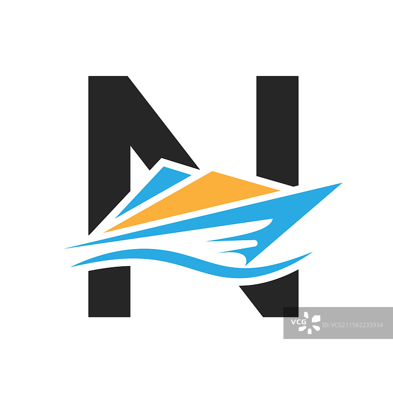 航海者的船只标志概念，初始字母为n图片素材