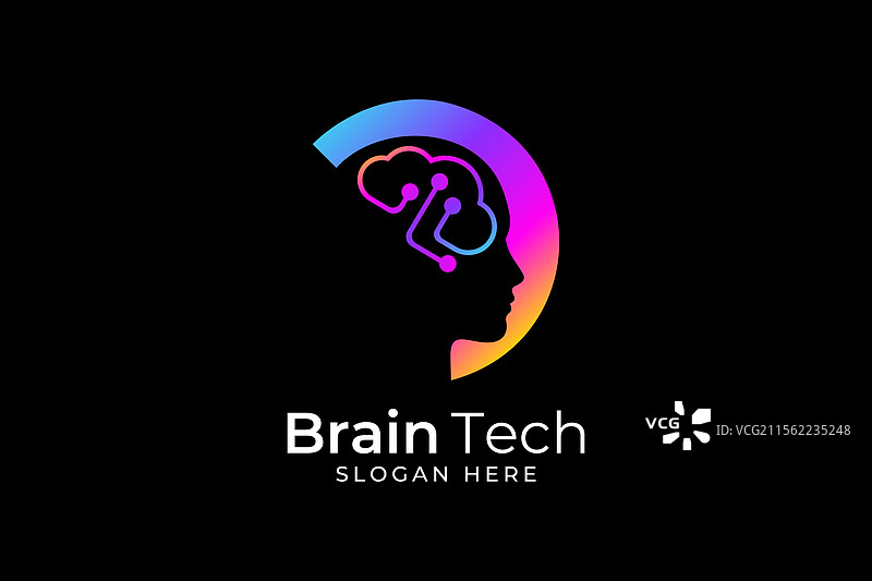 现代脑科技公司的标志设计图片素材