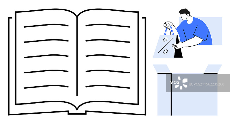 打开一本空白页的书，正在打包的人图片素材