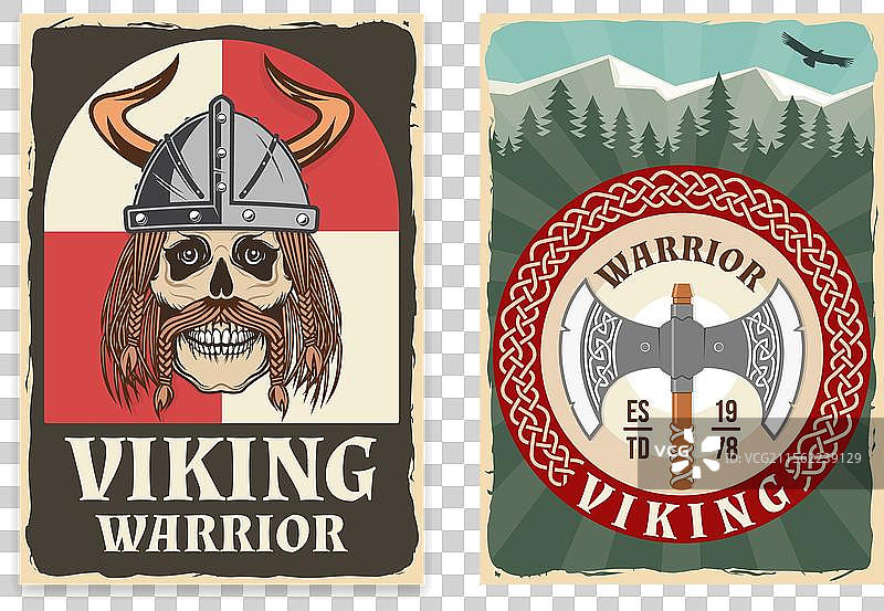 维京战士复古海报系列图片素材