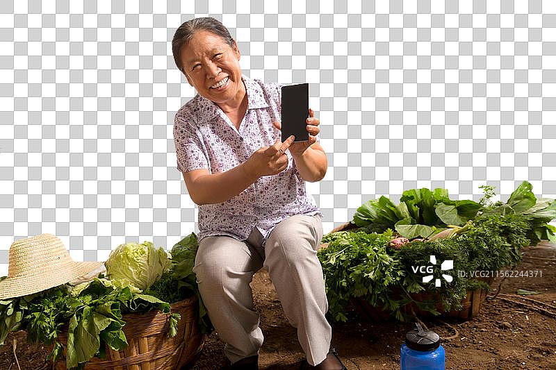 菜农拿着手机图片素材
