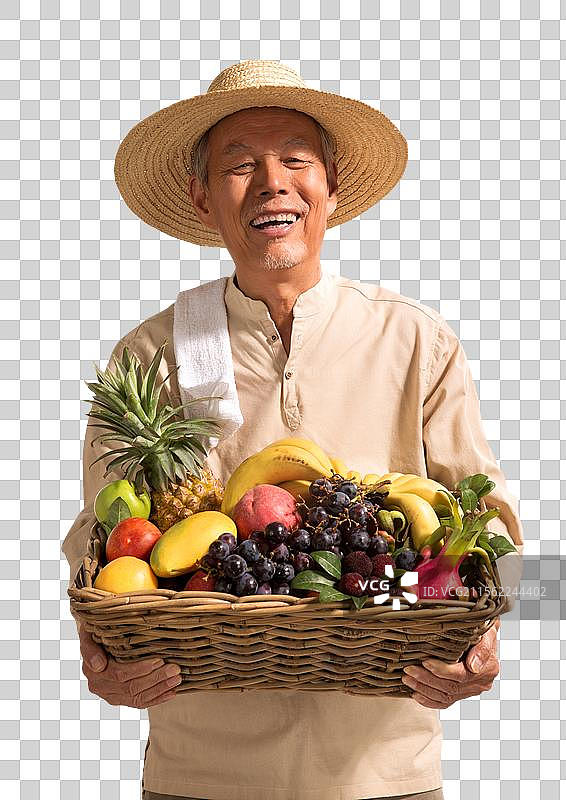 老农民出示自家水果图片素材