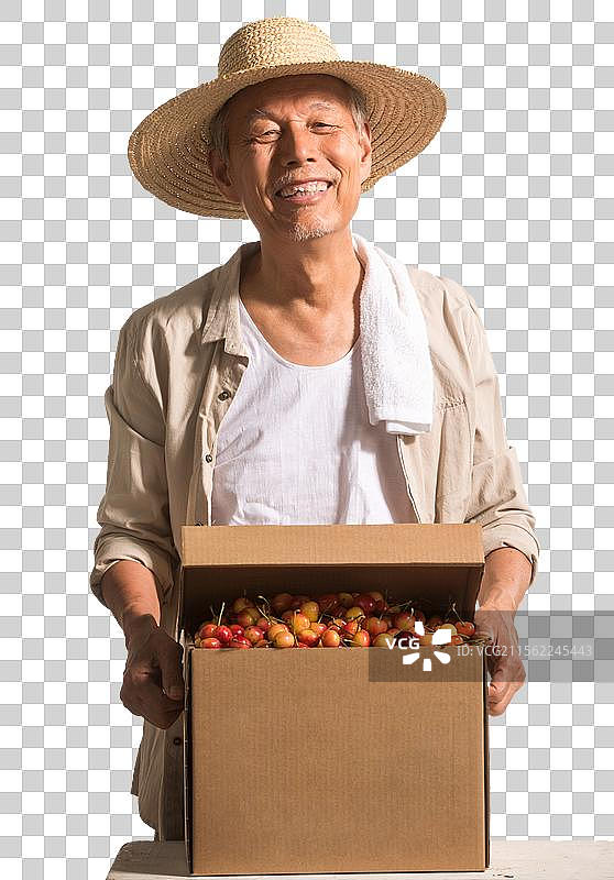 老农民出示自家水果图片素材