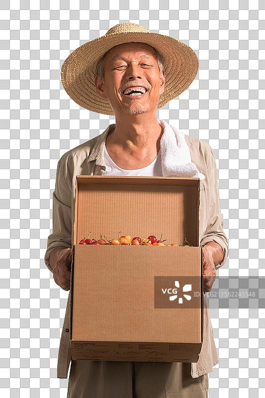 老农民出示自家水果图片素材