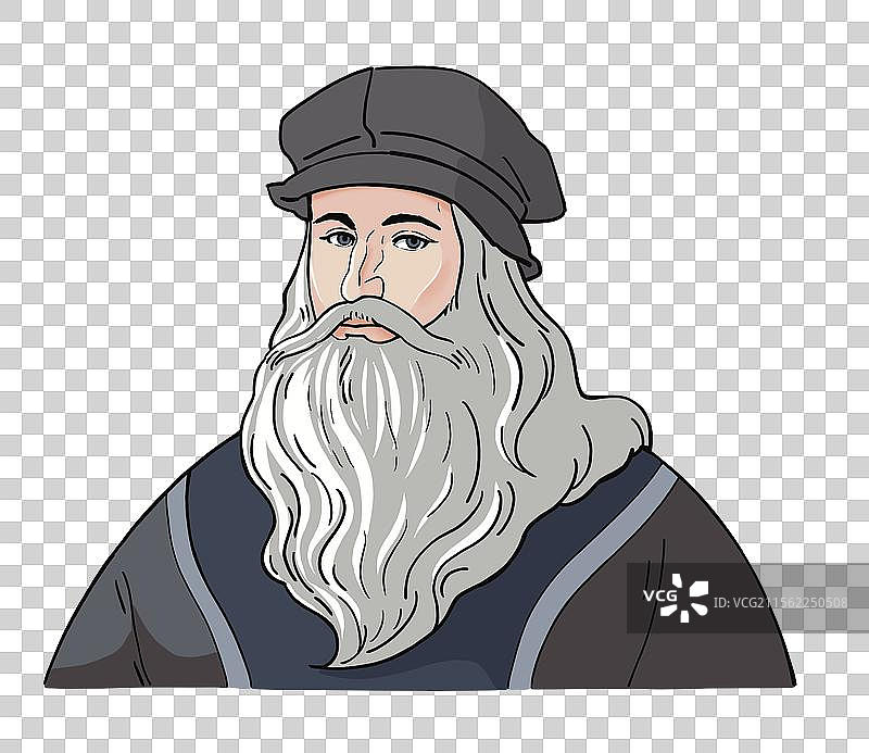 彩色 插画 插图 达芬奇 意大利学者 艺术家 画家 人物肖像 科学家 文艺复兴 欧洲 巨匠 建筑工程图片素材