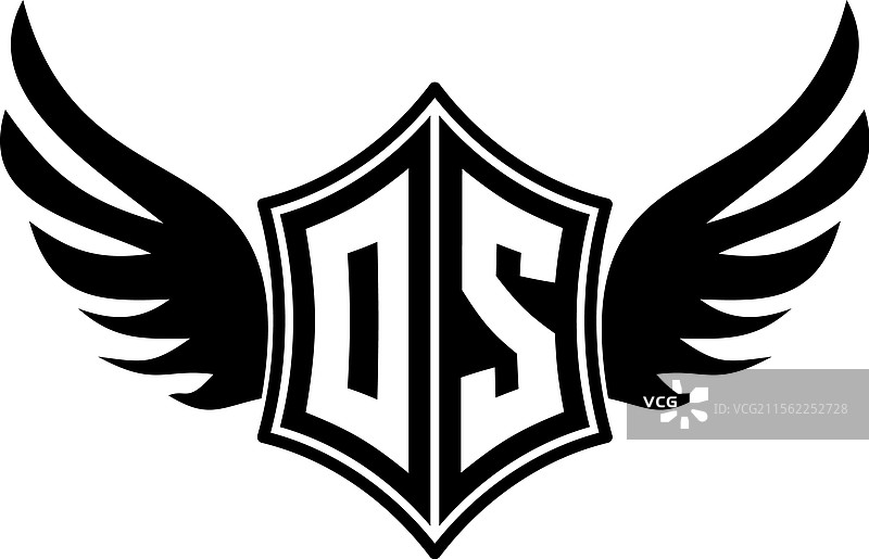 带有翅膀和盾牌模板的操作系统徽标标志图片素材