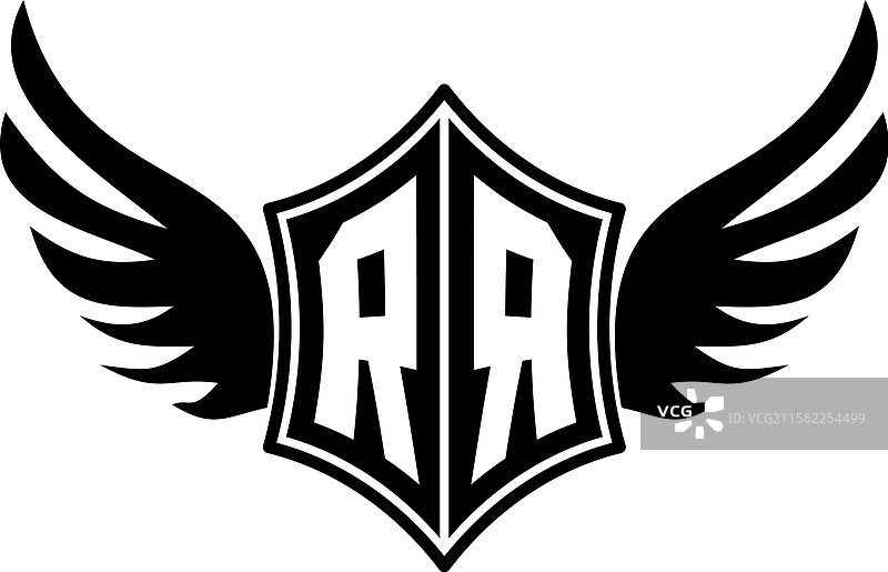 带翅膀和盾牌的RR标志徽章模板图片素材