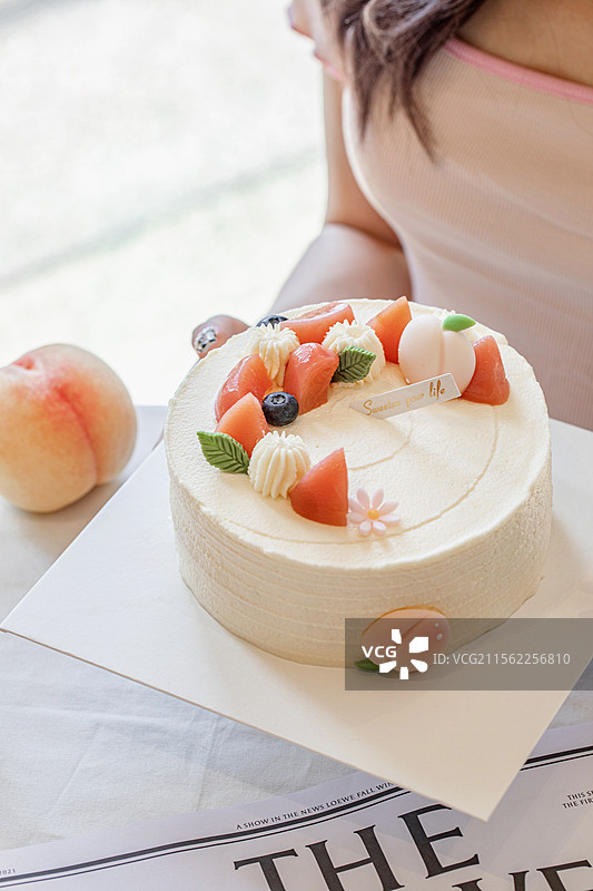 生日蛋糕奶油蛋糕蜜桃蛋糕凤梨柠檬蛋糕菠萝蛋糕甜品烘焙甜食下午茶纪念日粉色浪漫水蜜桃蛋糕慕斯蛋糕瑞士卷图片素材