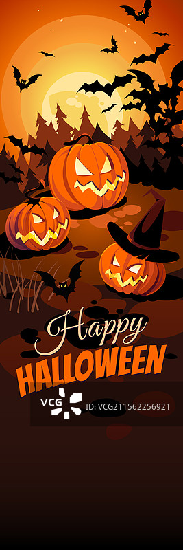 万圣节横幅与传统符号图片素材