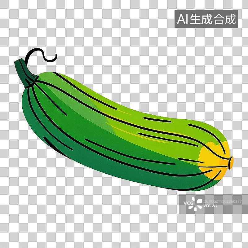 【AI数字艺术】极简主义风格鲜亮卡通丝瓜插画图片素材