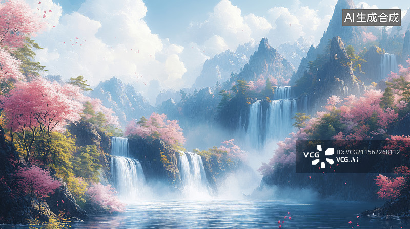 【AI数字艺术】中国风大自然山水风光图片素材