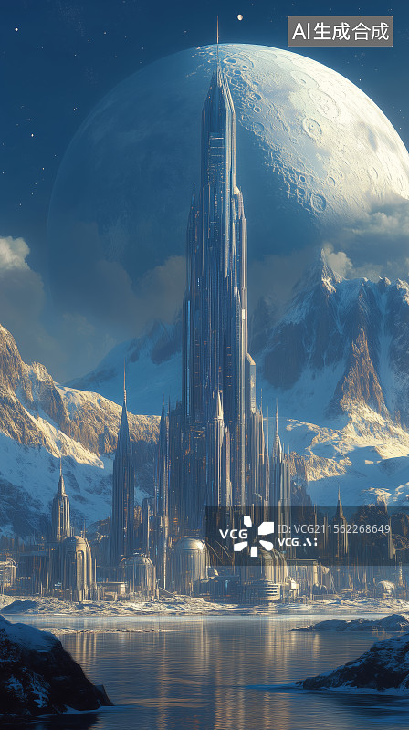 【AI数字艺术】概念科幻建筑设计场景图片素材