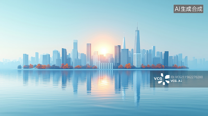 【AI数字艺术】城市天际线建筑金融区图片素材
