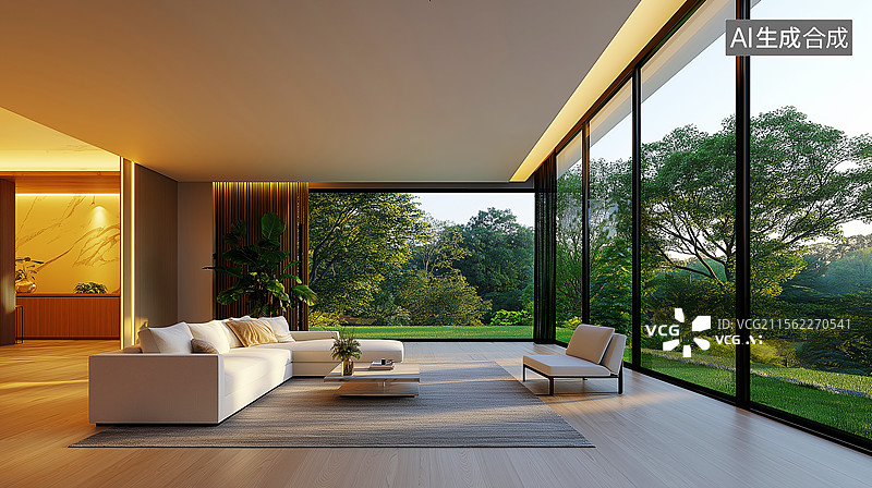 【AI数字艺术】现代简约风格的客厅图片素材