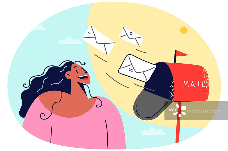 女人从邮箱中取信件图片素材