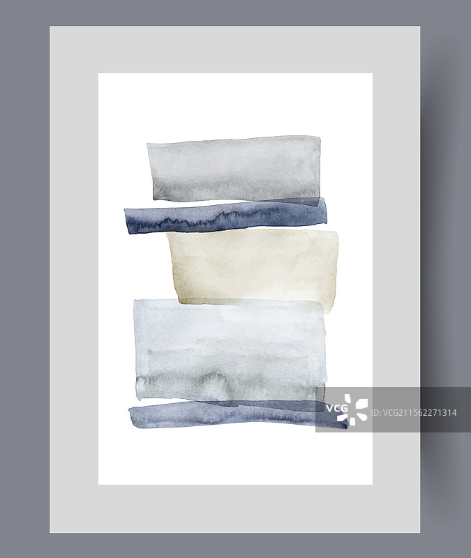 水彩海报上的不对称几何形状图片素材