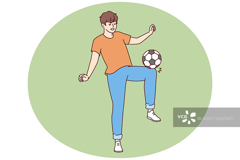 男子踢足球，渴望成为职业球员图片素材