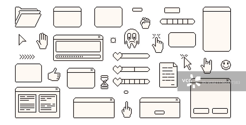 像素艺术复古Windows界面8位文本图片素材