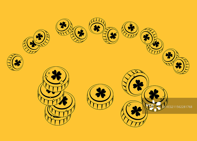 黑白硬币与四叶草徽章图片素材