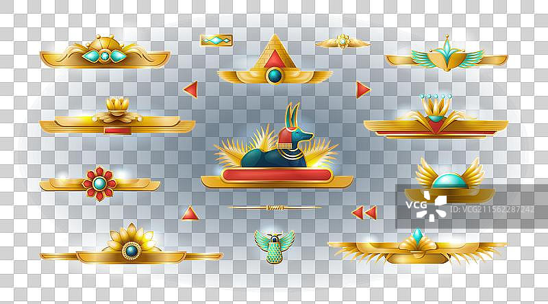 埃及游戏金色法老框架用户界面古埃及风格图片素材