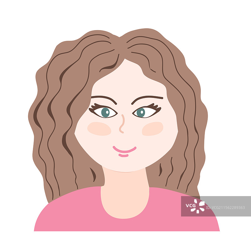 可爱微笑女孩的肖像，带有斜视。图片素材