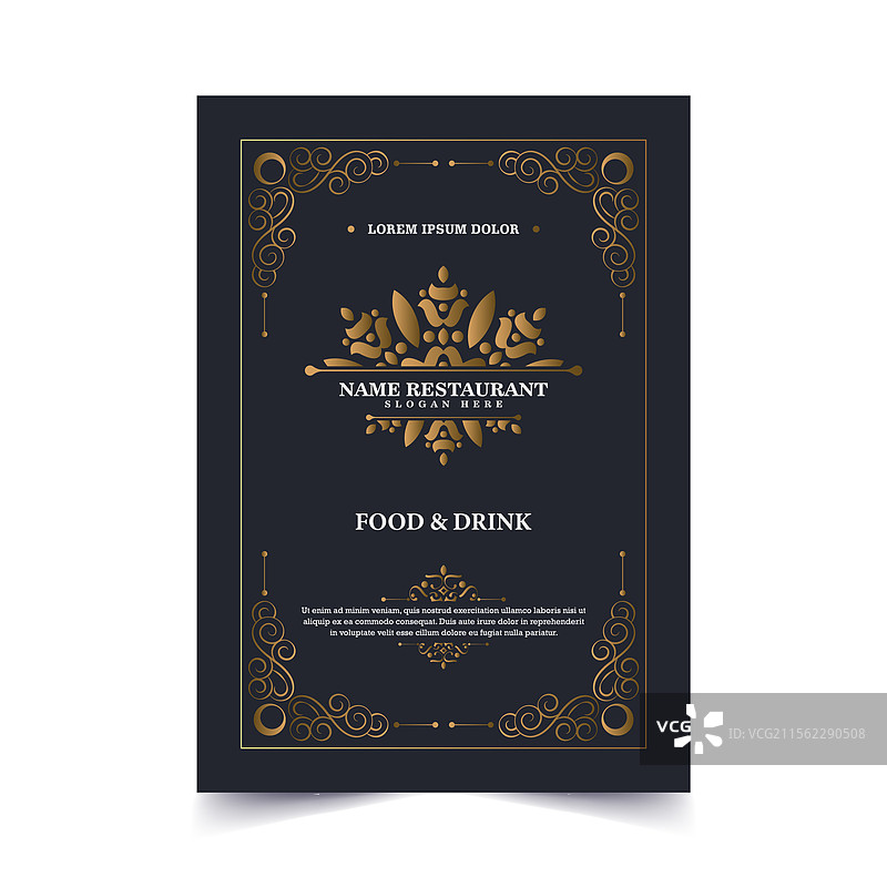 奢华餐厅菜单与装饰元素图片素材