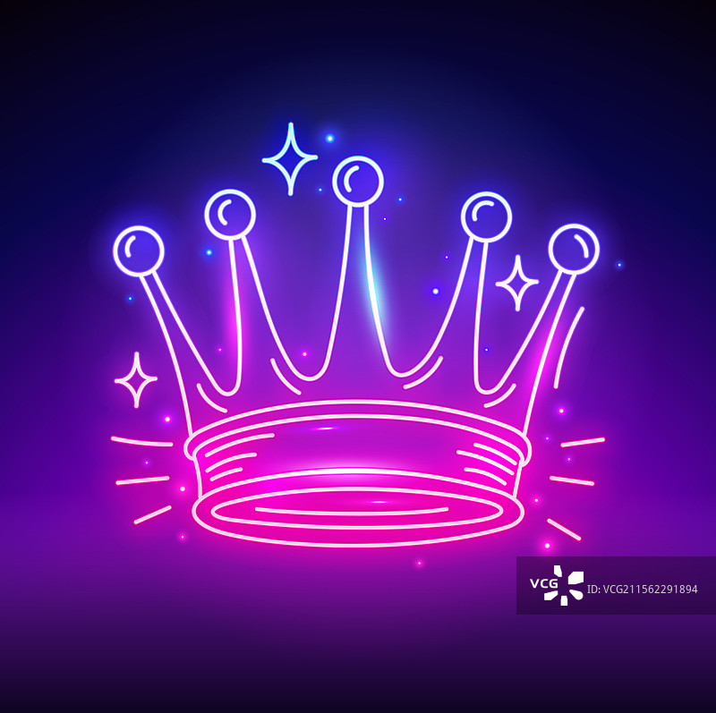 霓虹皇冠标志与光晕图片素材