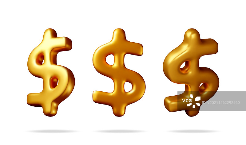 3D美国美元符号孤立在白色背景上图片素材