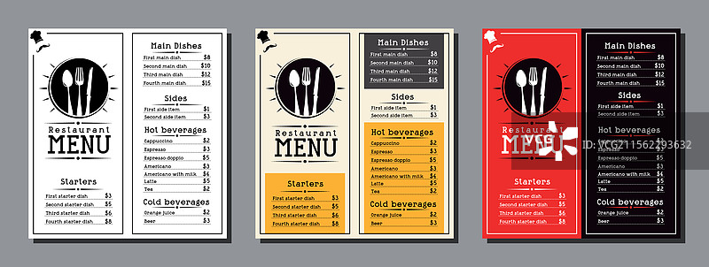 餐厅菜单卡模板（DL格式）图片素材