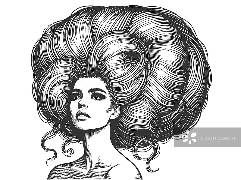 头发夸张丰盈的女性图片素材