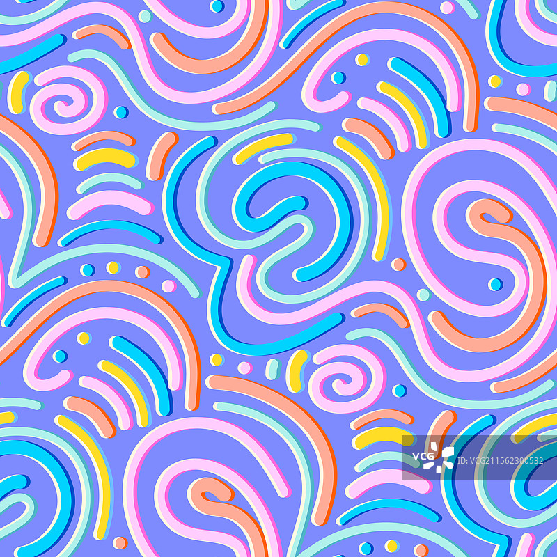 波浪形曲线无缝图案抽象3D设计图片素材