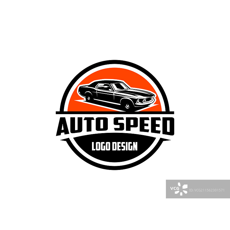 1969年老款野马汽车标志的侧面视图，背景为纯色。图片素材