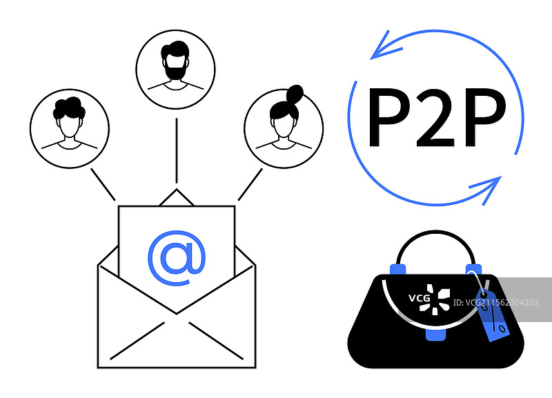 通过电子邮件网络进行点对点通信图片素材
