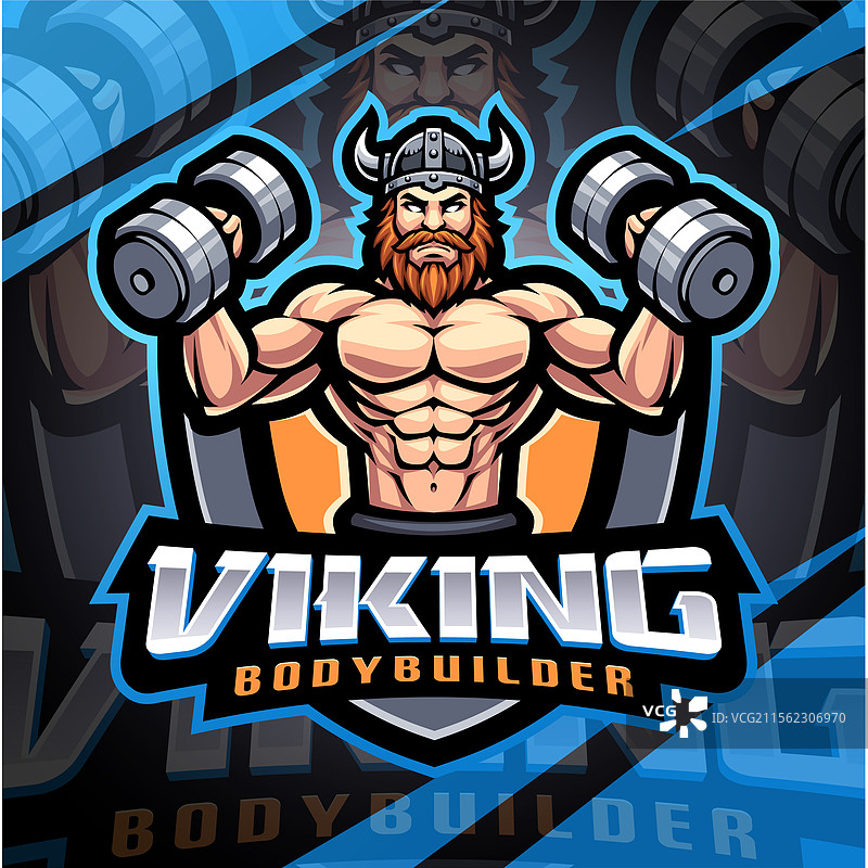 维京健美运动电子竞技吉祥物标志设计图片素材