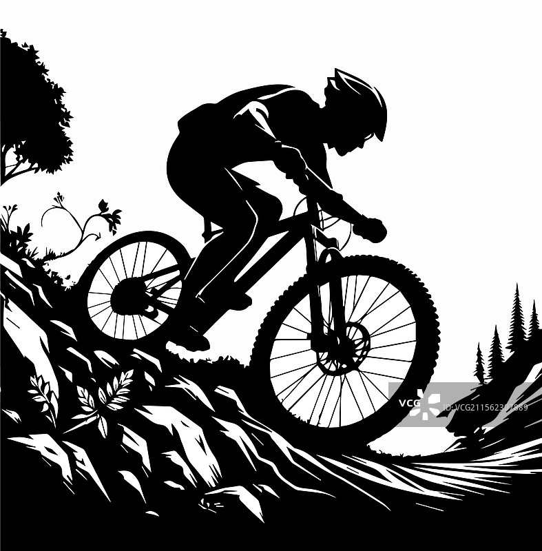 骑自行车者的剪影图片素材