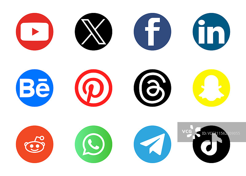 2025年流行社交媒体图标集图片素材