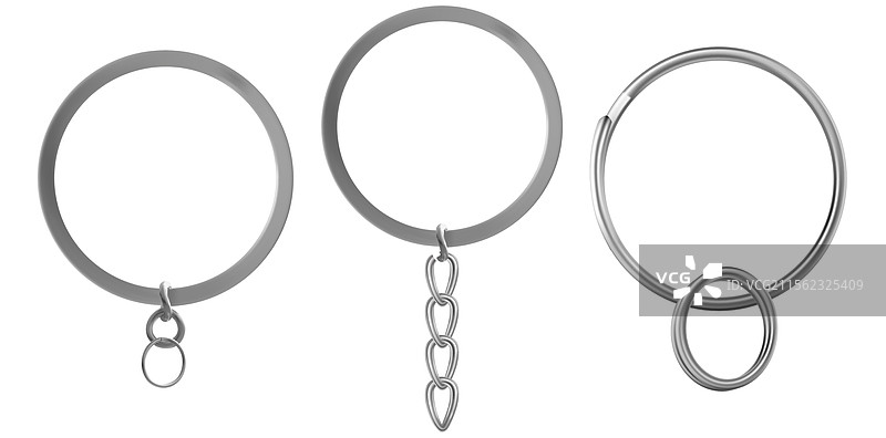 一组带链子的逼真钥匙扣图片素材