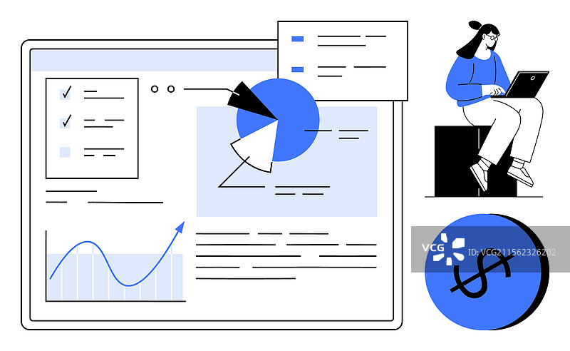 商业数据分析与图表检查清单图片素材